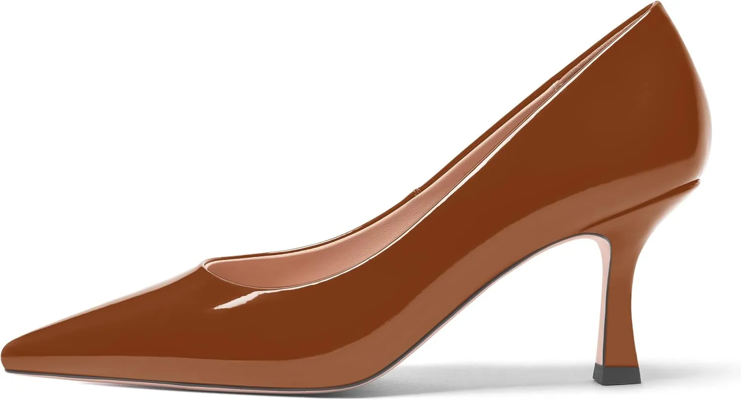 FOGEENA Womens Pointed Toe Evening Dress Slip On Patent Stiletto High Heel Pumps Shoes 2.5 Inch