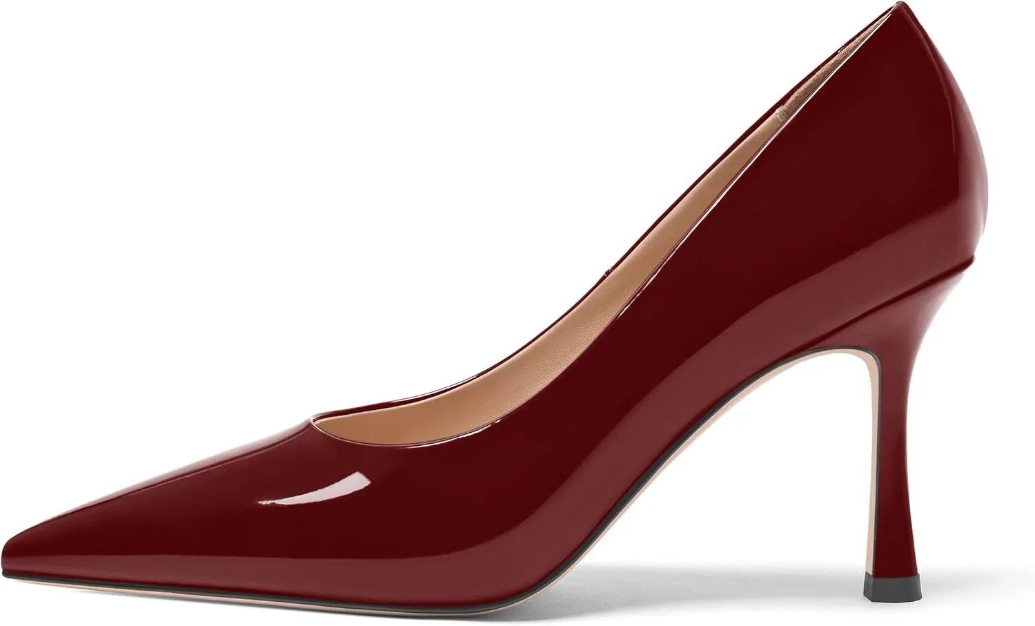 FOGEENA Womens Solid Patent Pointed Toe Sexy Slip On Evening Stiletto Leather High Heel Pumps Shoes 3.14 Inch