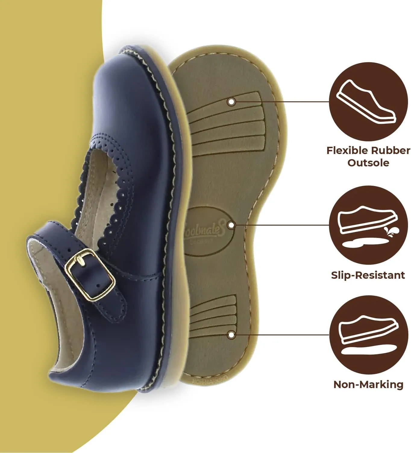FOOTMATES Allie Leather Mary Jane Shoes for Girls - Girls Dress Shoes with Wide Toe Box, Comfort Insoles, and Non-Slip Non-Marking Outsoles