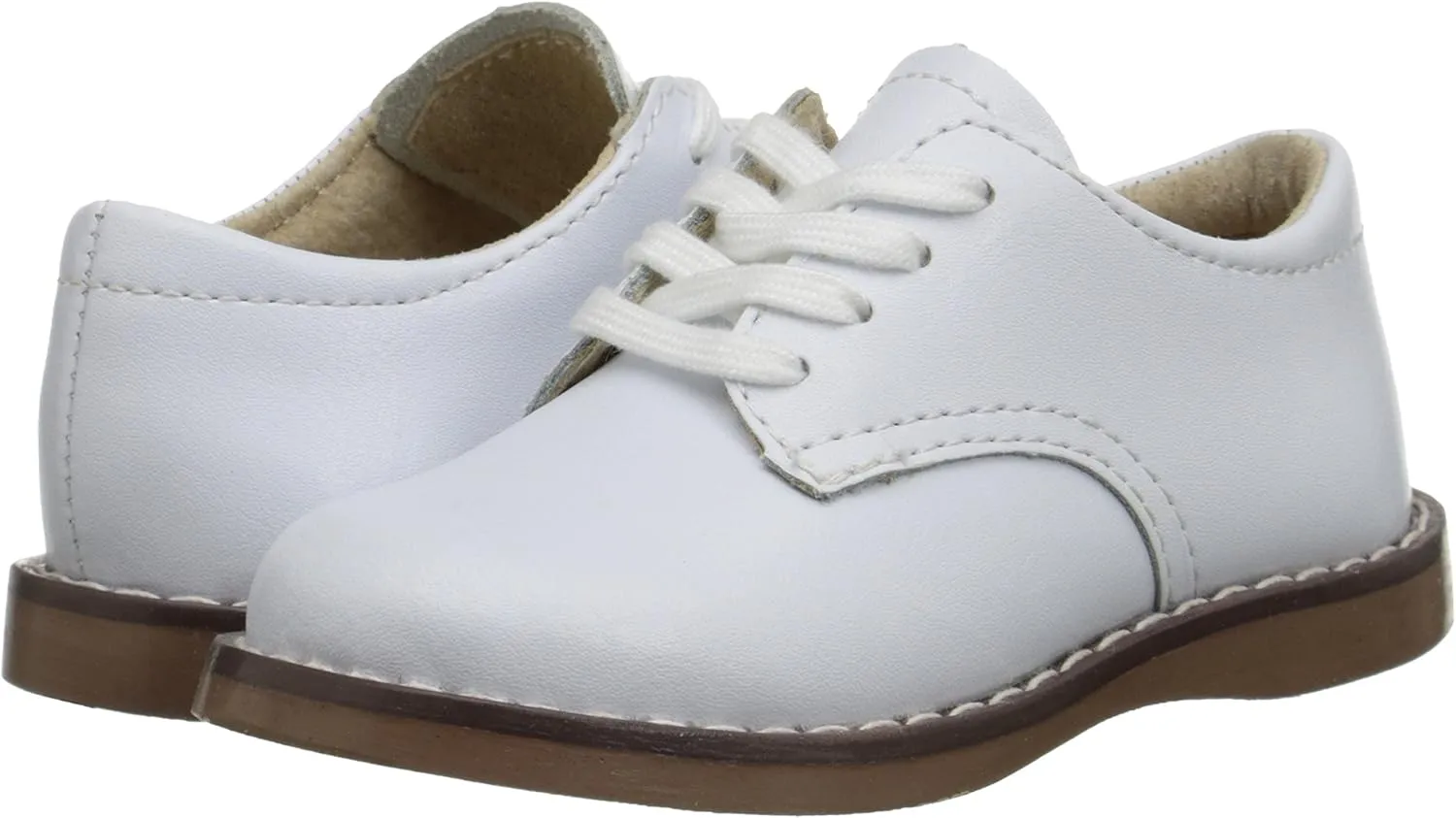 FOOTMATES Willy Lace-Up Leather Oxford Girls and Boys Dress Shoes with Wide Toe Box and Custom-Fit Insoles, Non-Marking Outsoles - for Infants, Toddlers, and Little Kids, Ages 0-8