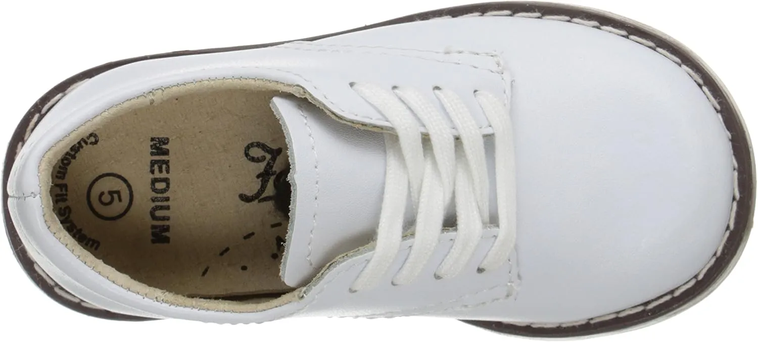FOOTMATES Willy Lace-Up Leather Oxford Girls and Boys Dress Shoes with Wide Toe Box and Custom-Fit Insoles, Non-Marking Outsoles - for Infants, Toddlers, and Little Kids, Ages 0-8