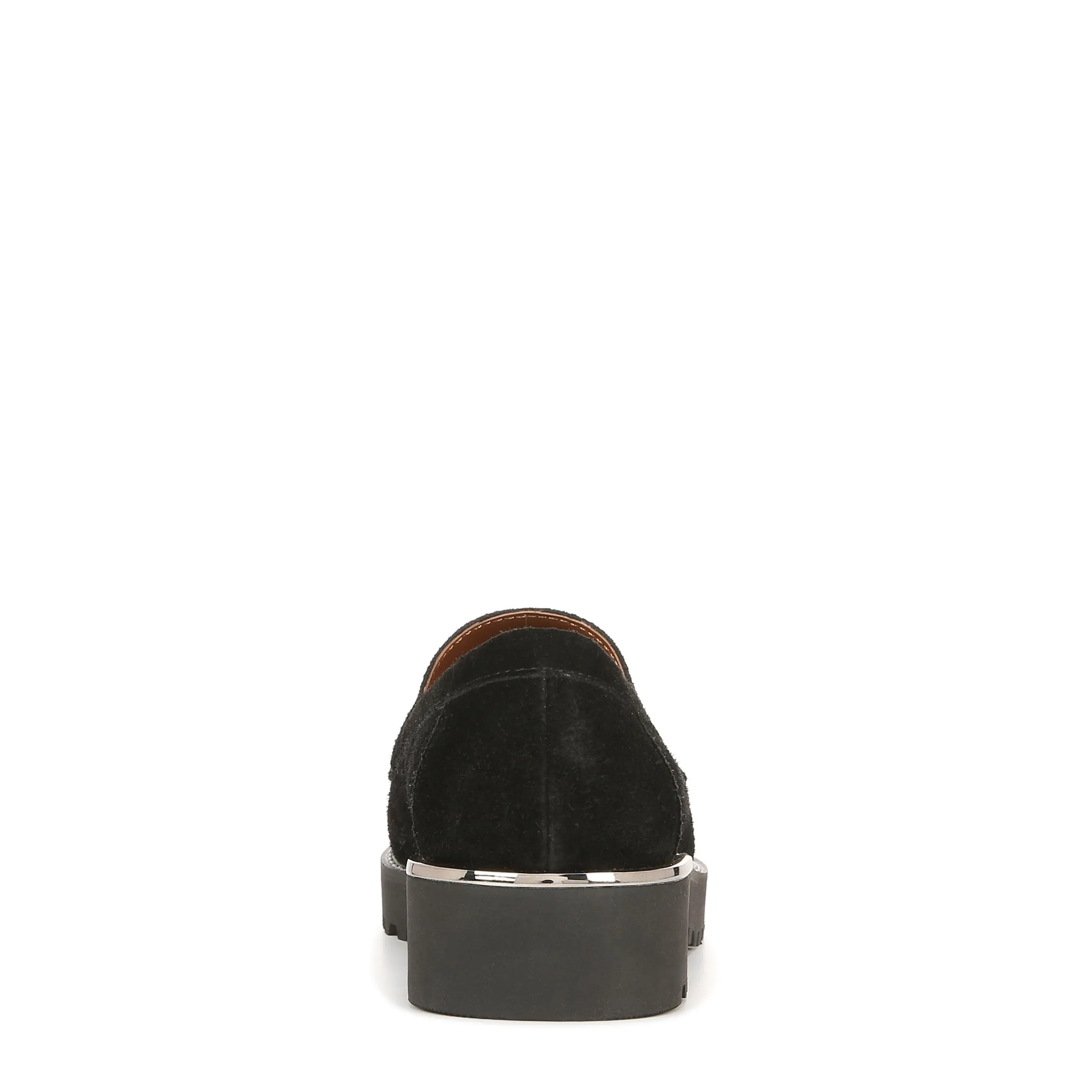 Franco Sarto Womens Carolynn Lug Sole Loafer with Tassel Detail , Black Suede, 7 M