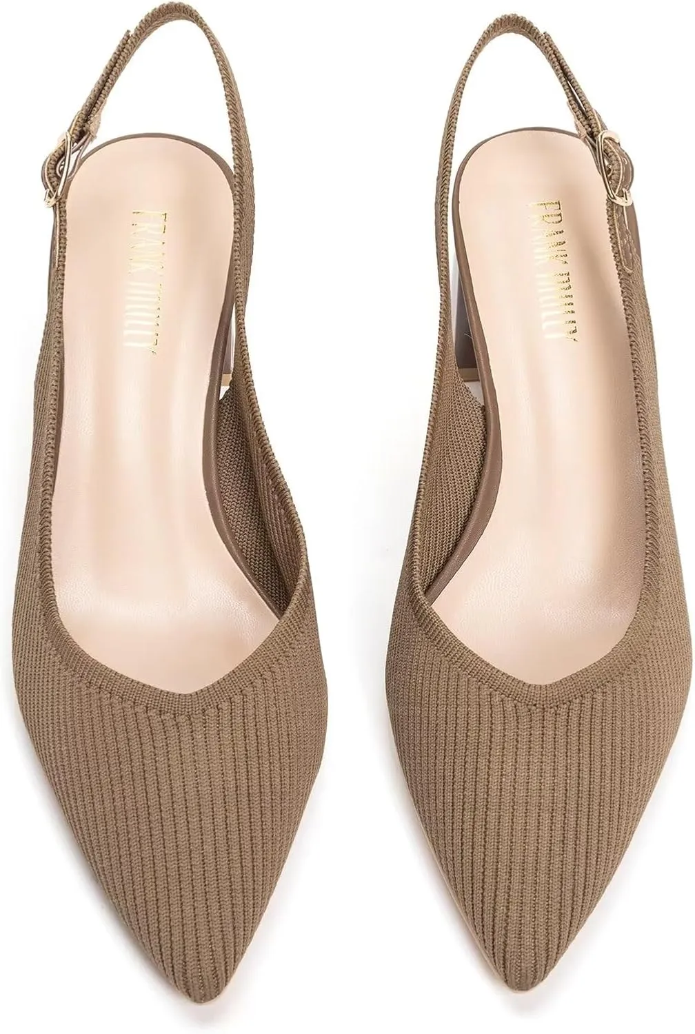 Frank Mully Women's Slingback Heels Pointed Toe Work Pumps Comfortable Chunky Pumps Closed Toe Stylish Dressy Shoes