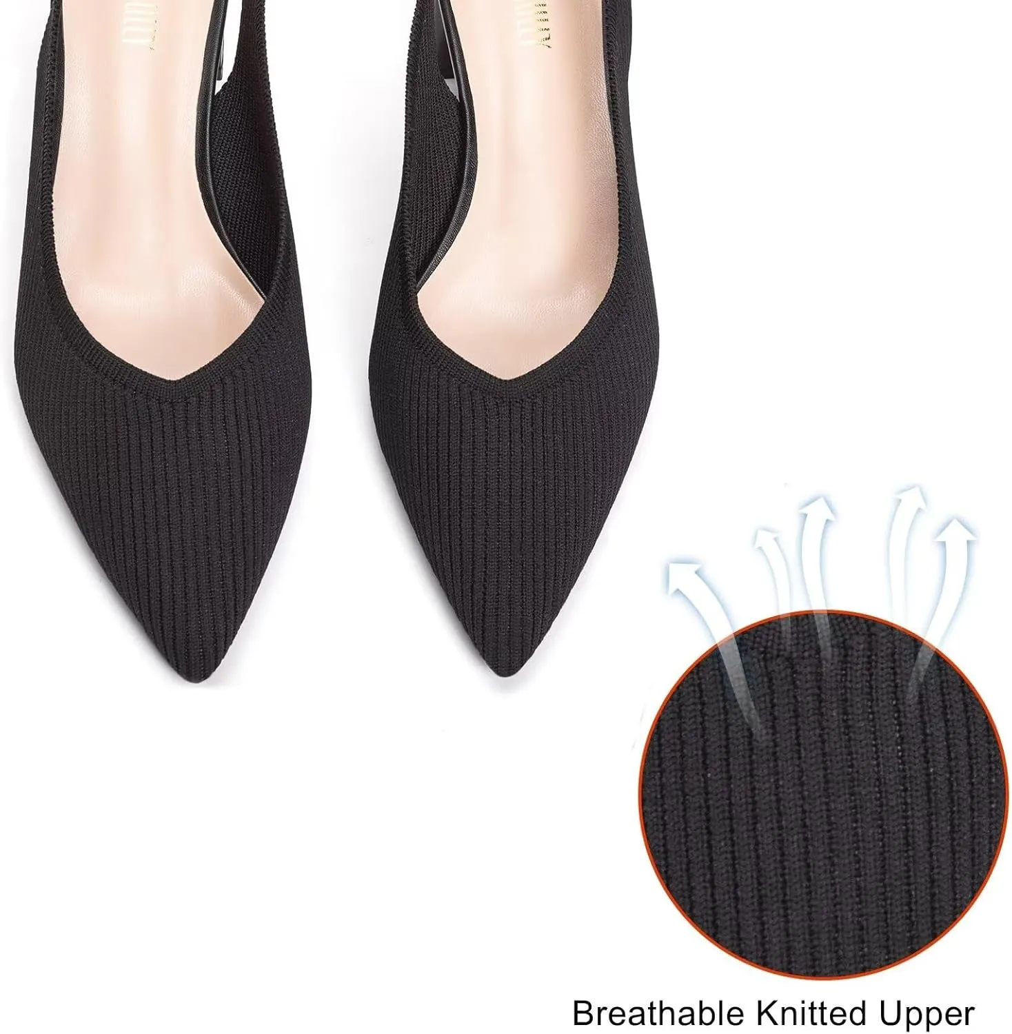 Frank Mully Women's Slingback Heels Pointed Toe Work Pumps Comfortable Chunky Pumps Closed Toe Stylish Dressy Shoes