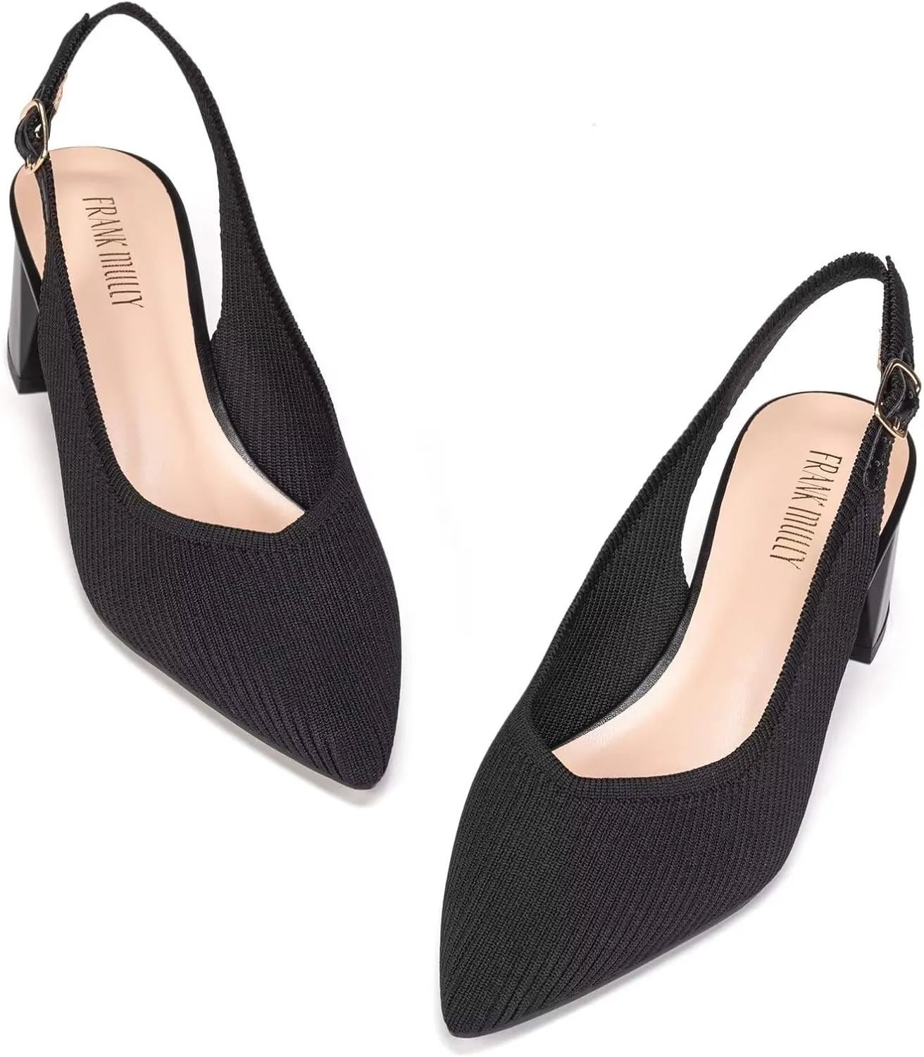 Frank Mully Women's Slingback Heels Pointed Toe Work Pumps Comfortable Chunky Pumps Closed Toe Stylish Dressy Shoes