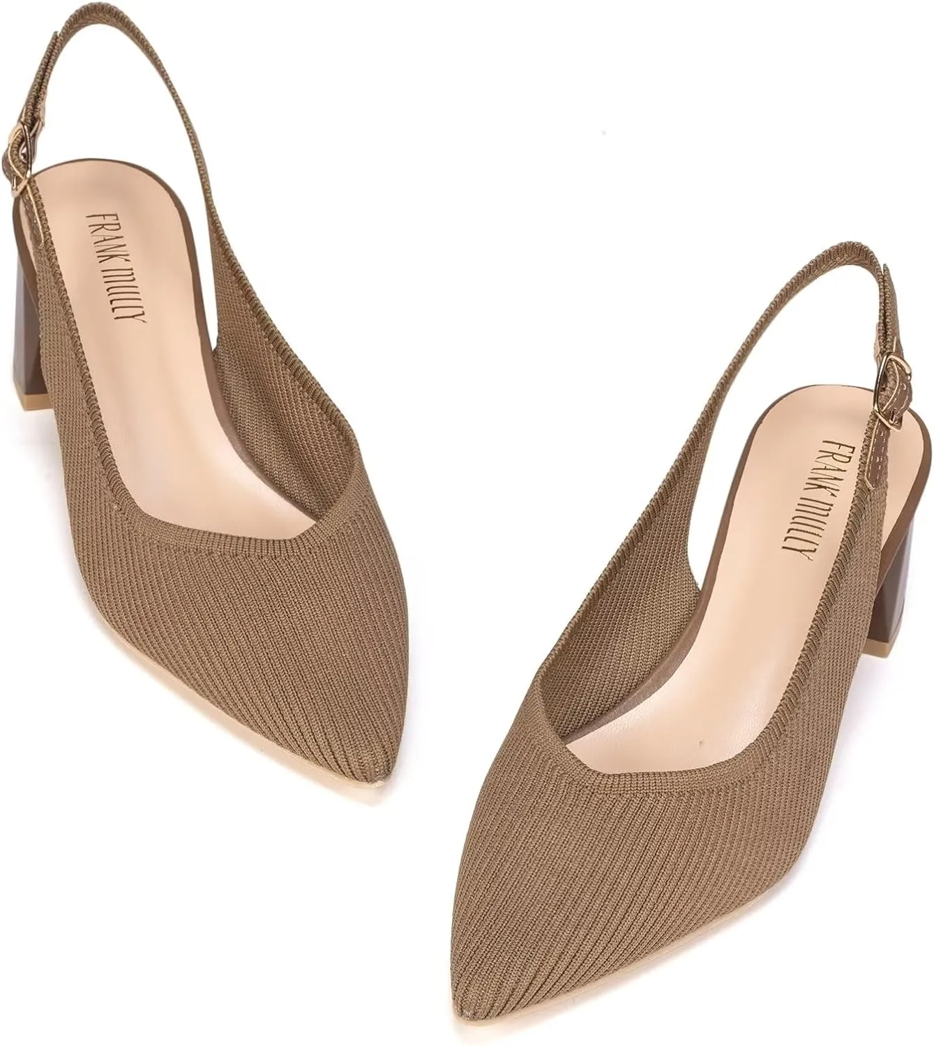 Frank Mully Women's Slingback Heels Pointed Toe Work Pumps Comfortable Chunky Pumps Closed Toe Stylish Dressy Shoes