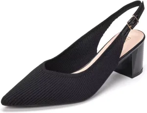 Frank Mully Women's Slingback Heels Pointed Toe Work Pumps Comfortable Chunky Pumps Closed Toe Stylish Dressy Shoes