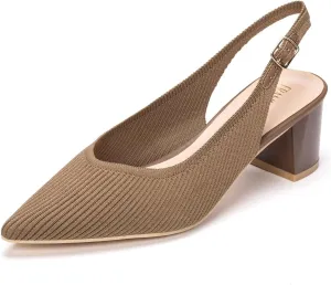 Frank Mully Women's Slingback Heels Pointed Toe Work Pumps Comfortable Chunky Pumps Closed Toe Stylish Dressy Shoes