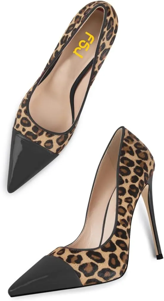 FSJ Women Sexy Leopard Printed Dress Shoes Pointy Toe High Heels Stilettos Pumps Shoe Size 4-15 US