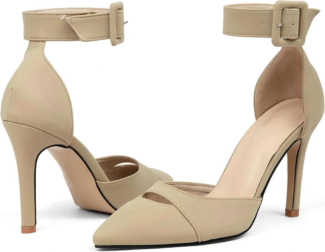 GATUXUS Women's Stiletto High Heels Pumps Pointed Toe Ankle Strap Dress Sexy Sandals Shoes for Wedding Party