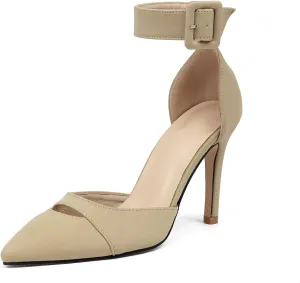 GATUXUS Women's Stiletto High Heels Pumps Pointed Toe Ankle Strap Dress Sexy Sandals Shoes for Wedding Party