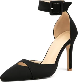 GATUXUS Women's Stiletto High Heels Pumps Pointed Toe Ankle Strap Dress Sexy Sandals Shoes for Wedding Party
