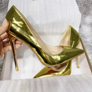 Gold high heels Shoes Women's Pumps Pointed Toe 12cm High Heel