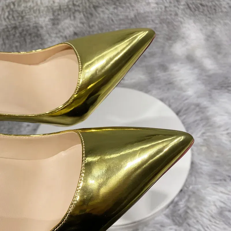Gold high heels Shoes Women's Pumps Pointed Toe 12cm High Heel