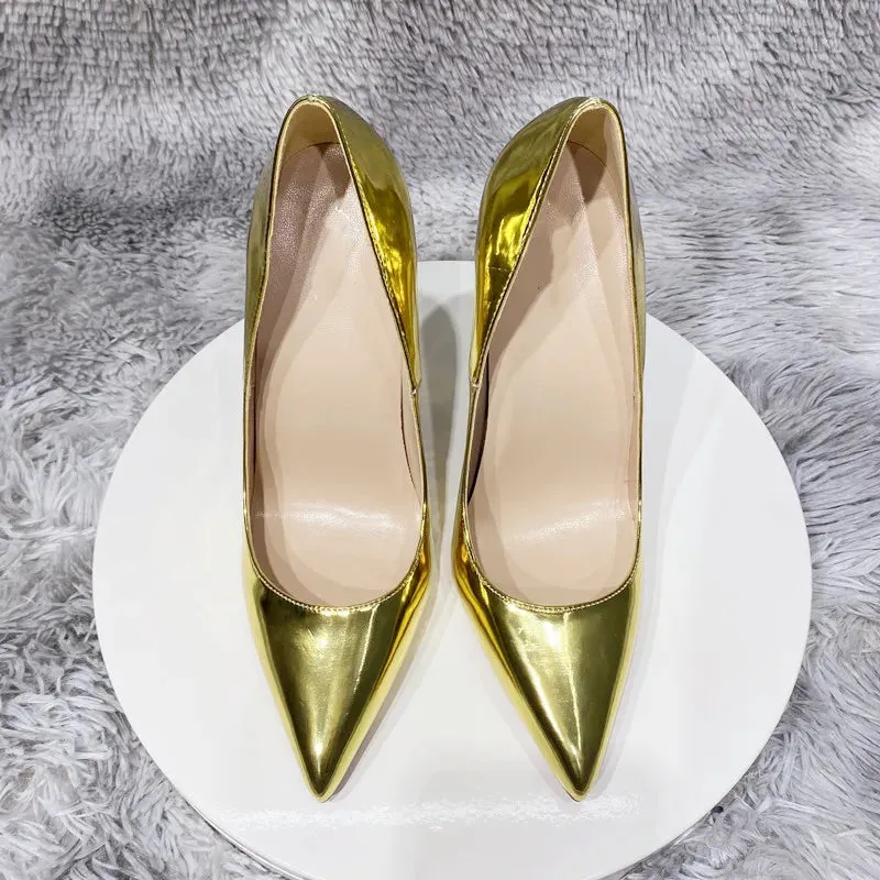 Gold high heels Shoes Women's Pumps Pointed Toe 12cm High Heel