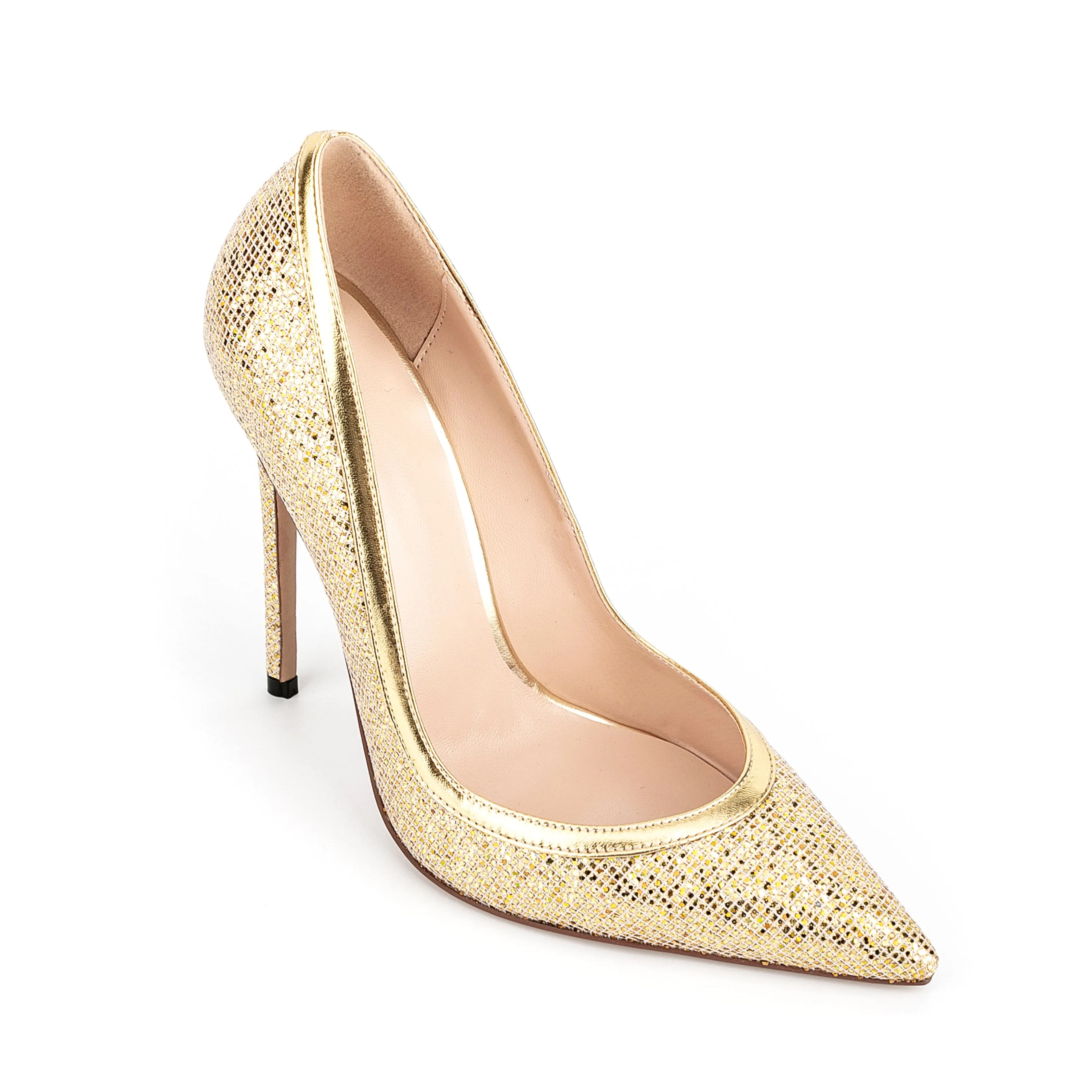 Gold Sequin Pointed Toe Pumps Sparkly Stiletto Heels