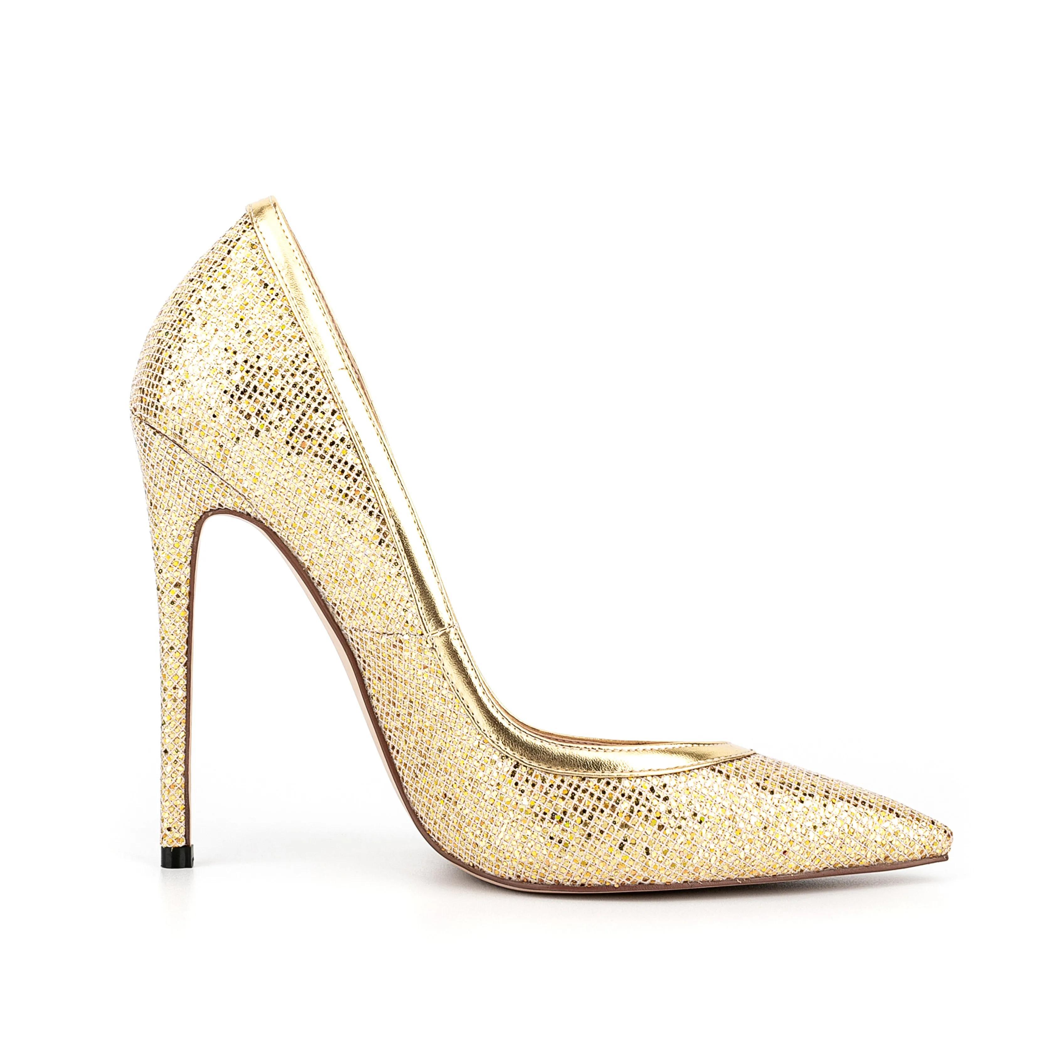 Gold Sequin Pointed Toe Pumps Sparkly Stiletto Heels
