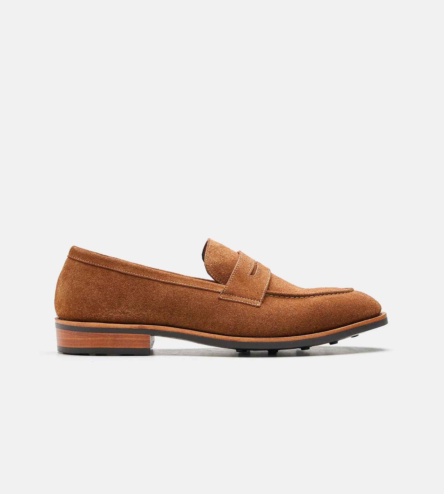 Goodyear Welted Caramel Suede Penny Loafer