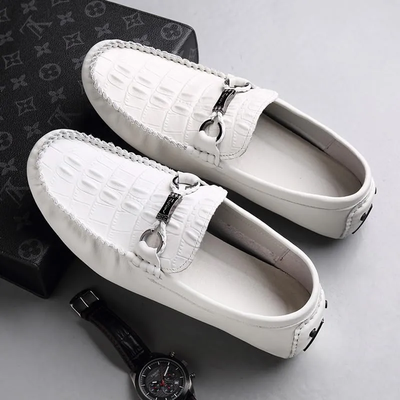 Handmade Loafers for Men Custom Comfortable Genuine Leather Crocodile Pattern Men Black Shoes with Leather Rubber Sole