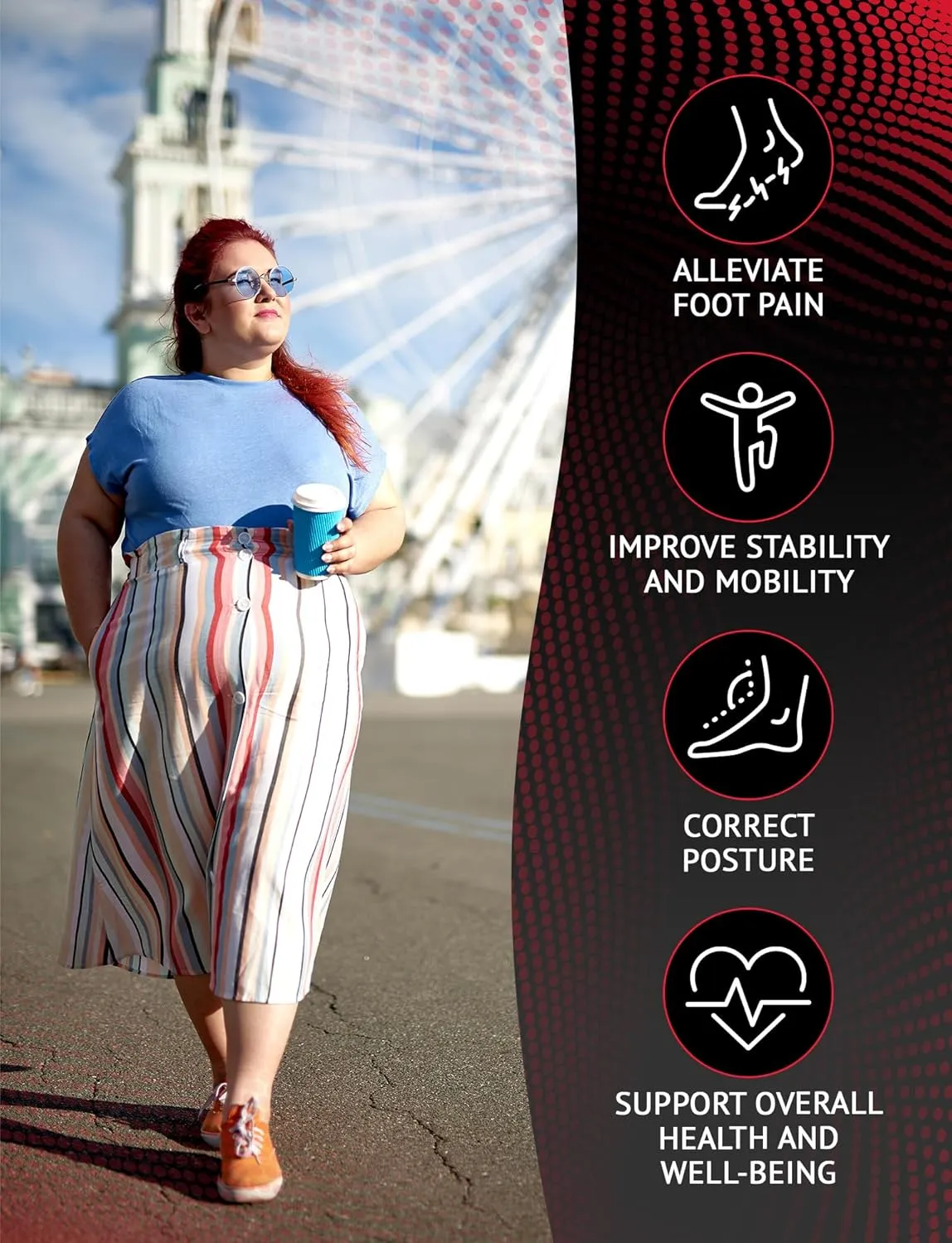 High Arch Support Insoles for Plantar Fasciitis for Women and Men - Orthotic Shoe Inserts - Boot Work Shoe Plantar Fasciitis Insoles (Ruby, S)