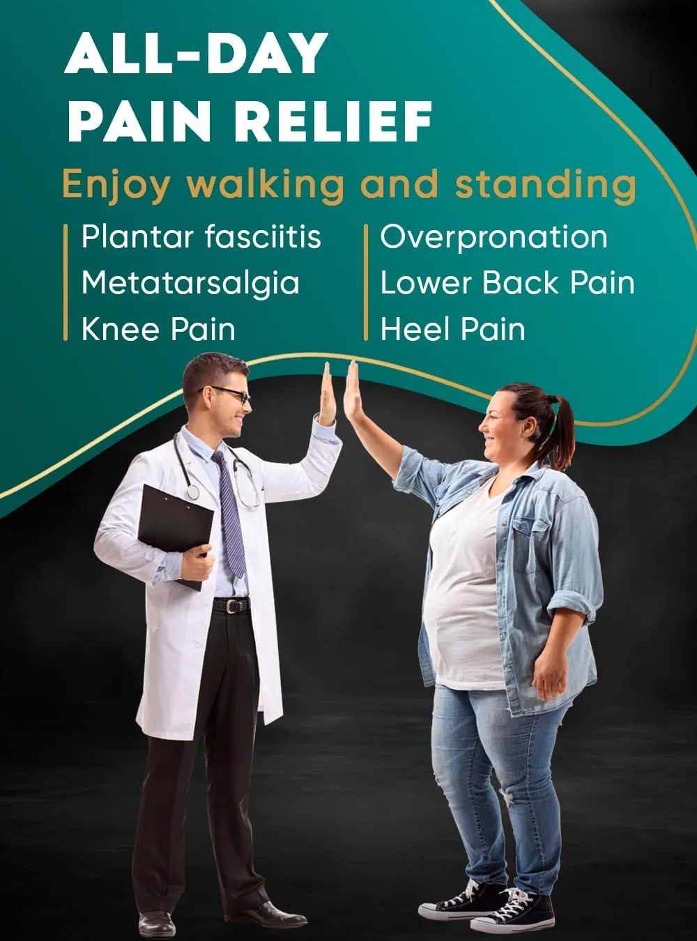 High Arch Support Insoles for Plantar Fasciitis for Women and Men - Orthotic Shoe Inserts - Boot Work Shoe Plantar Fasciitis Insoles (Turquoise, S)
