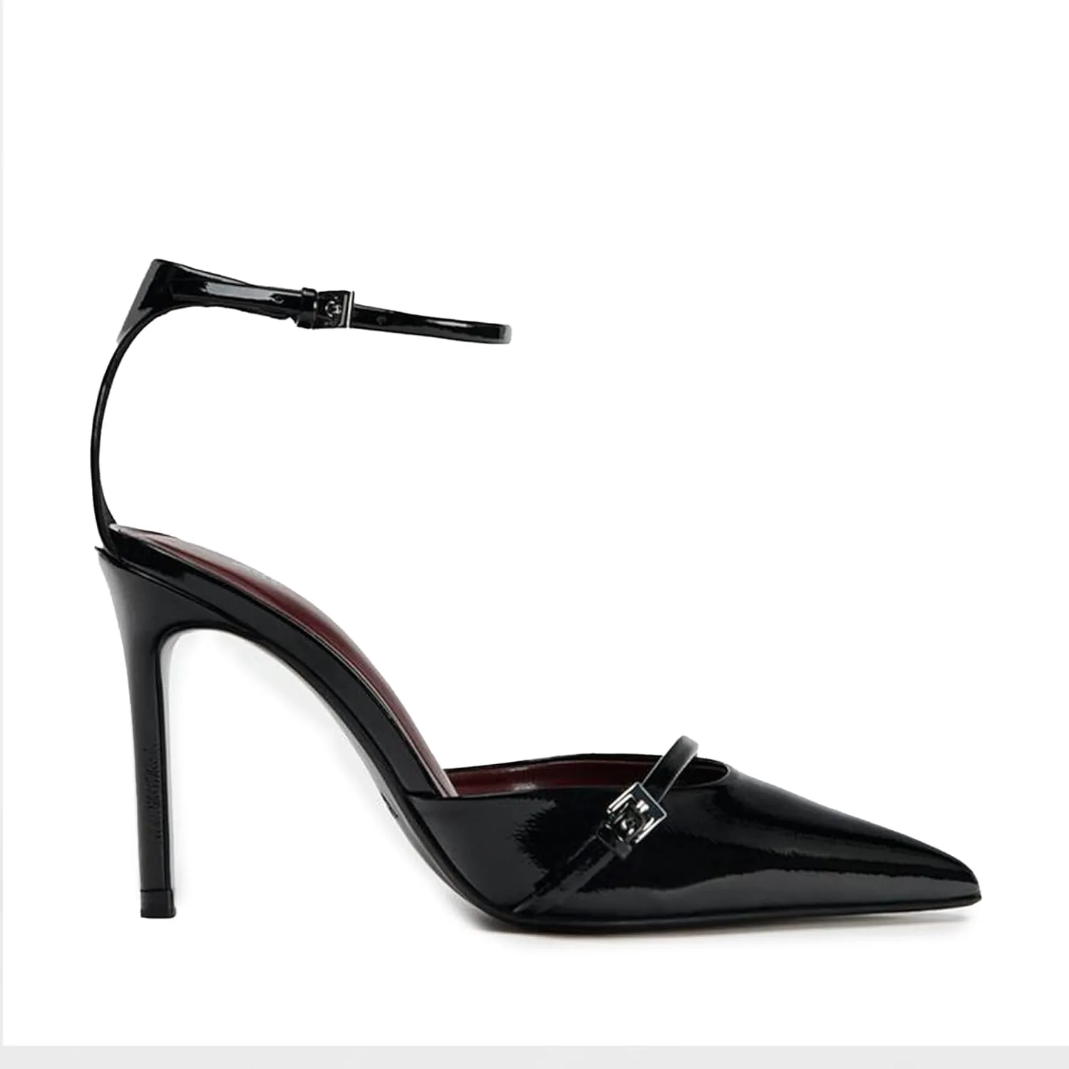 High Heels for Women Closed Pointed Toe Stiletto Buckled Ankle Strap Pumps Wedding Dress Shoes