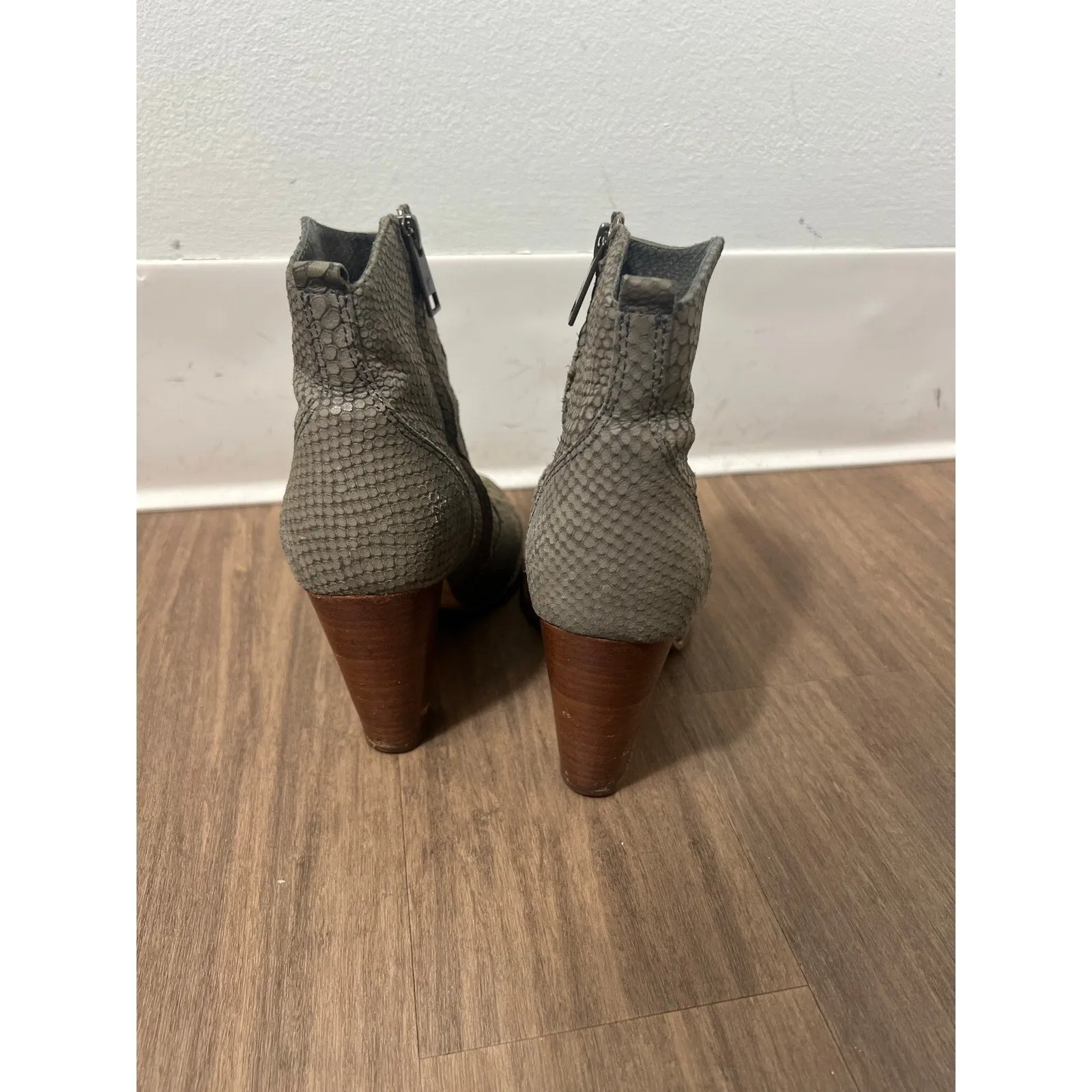 Joi Chunky Heel Ankle Boots, Grey Snake Sz 38