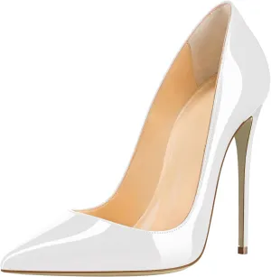 Joseywade Womens High Stilettos Heels Pointed Toe Pumps Slip-on 5 Inch Sky High Slim Thin Heel Dress Shoes