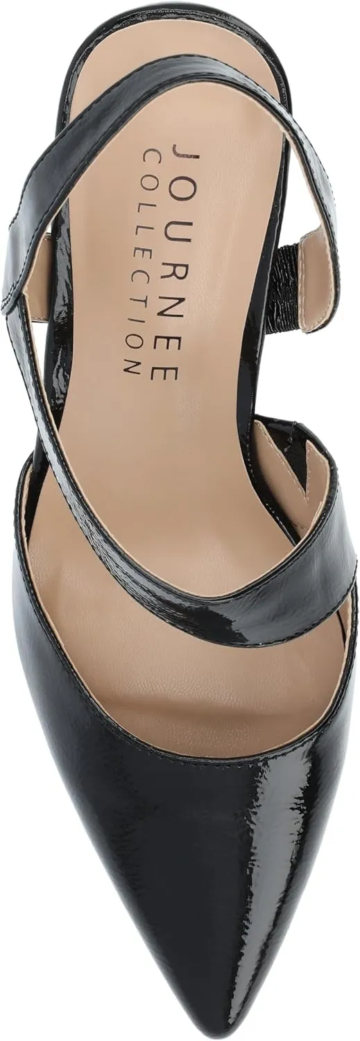 Journee Womens One Crossover Strap Stiletto Heel Pointed Toe Scarlett Comfort Foam Dress Pumps