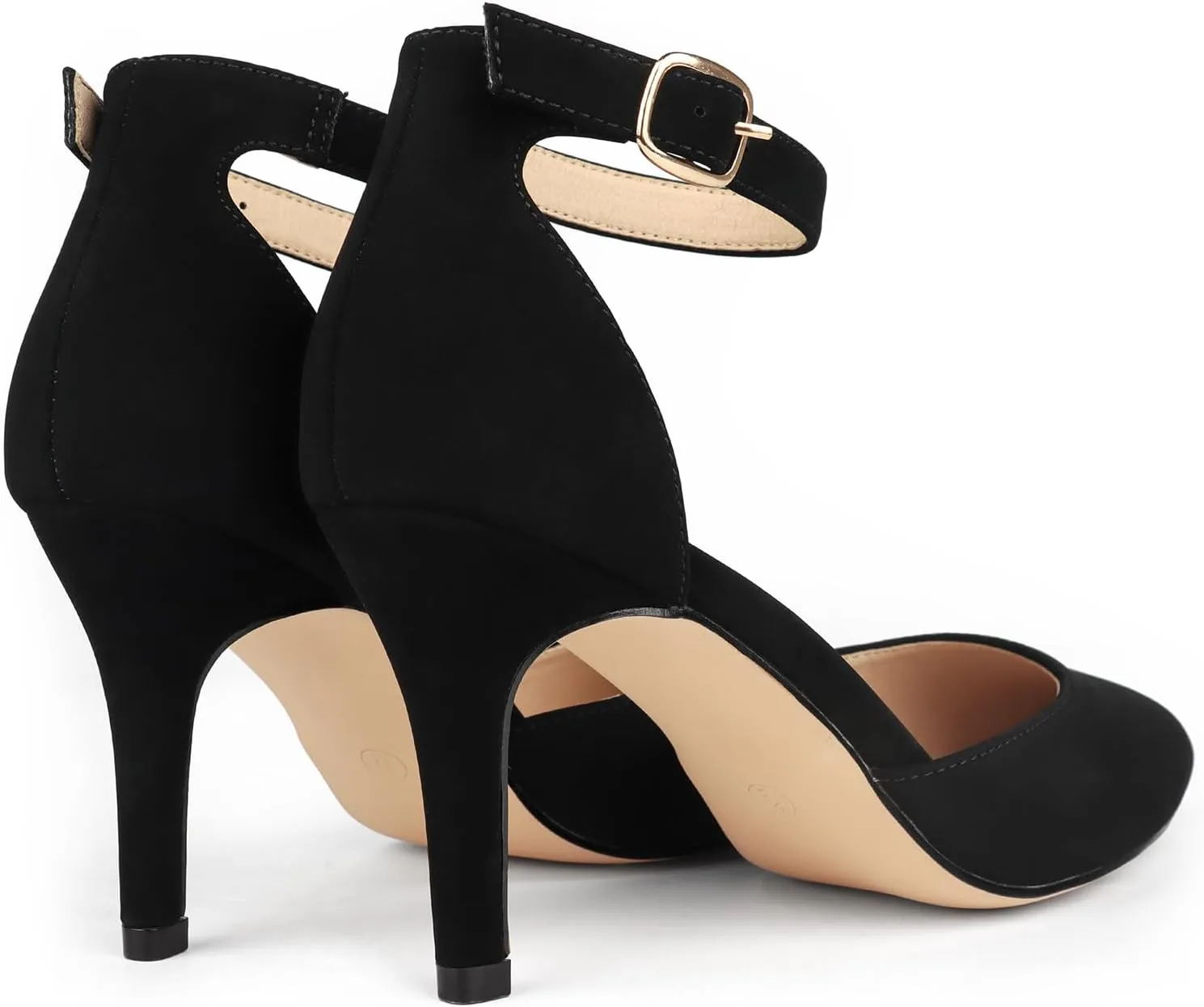 JOY IN LOVE Closed Toe Heels Pumps for Women 3IN Stiletto Pointed Toe Ankle Strap Heels