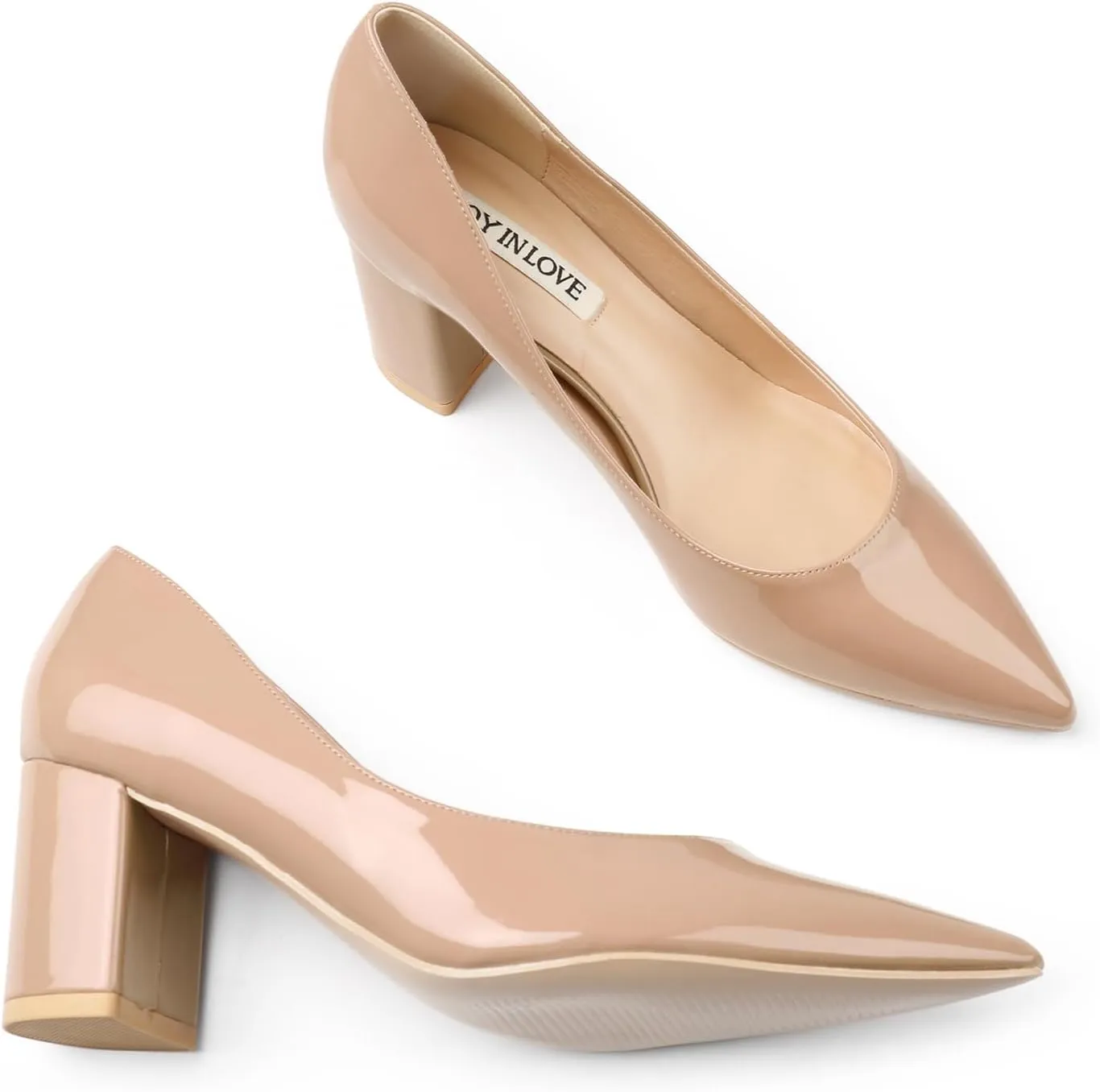 JOY IN LOVE Pumps for Women Chunky Heels Comfortable Middle Block Heel Work Dress Pumps
