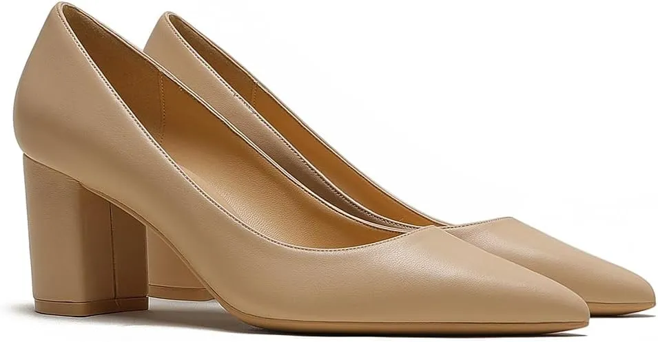 JOY IN LOVE Pumps for Women Chunky Heels Comfortable Middle Block Heel Work Dress Pumps