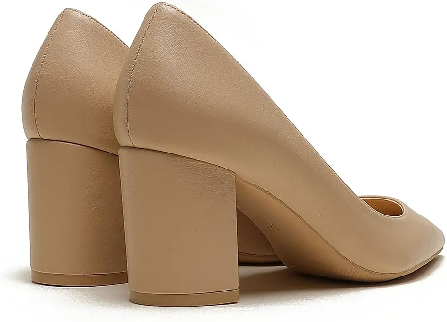JOY IN LOVE Pumps for Women Chunky Heels Comfortable Middle Block Heel Work Dress Pumps