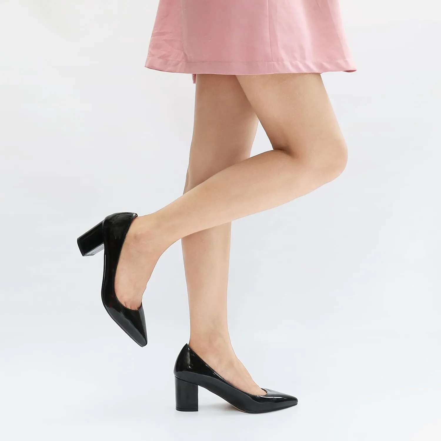 JOY IN LOVE Pumps for Women Chunky Heels Comfortable Middle Block Heel Work Dress Pumps