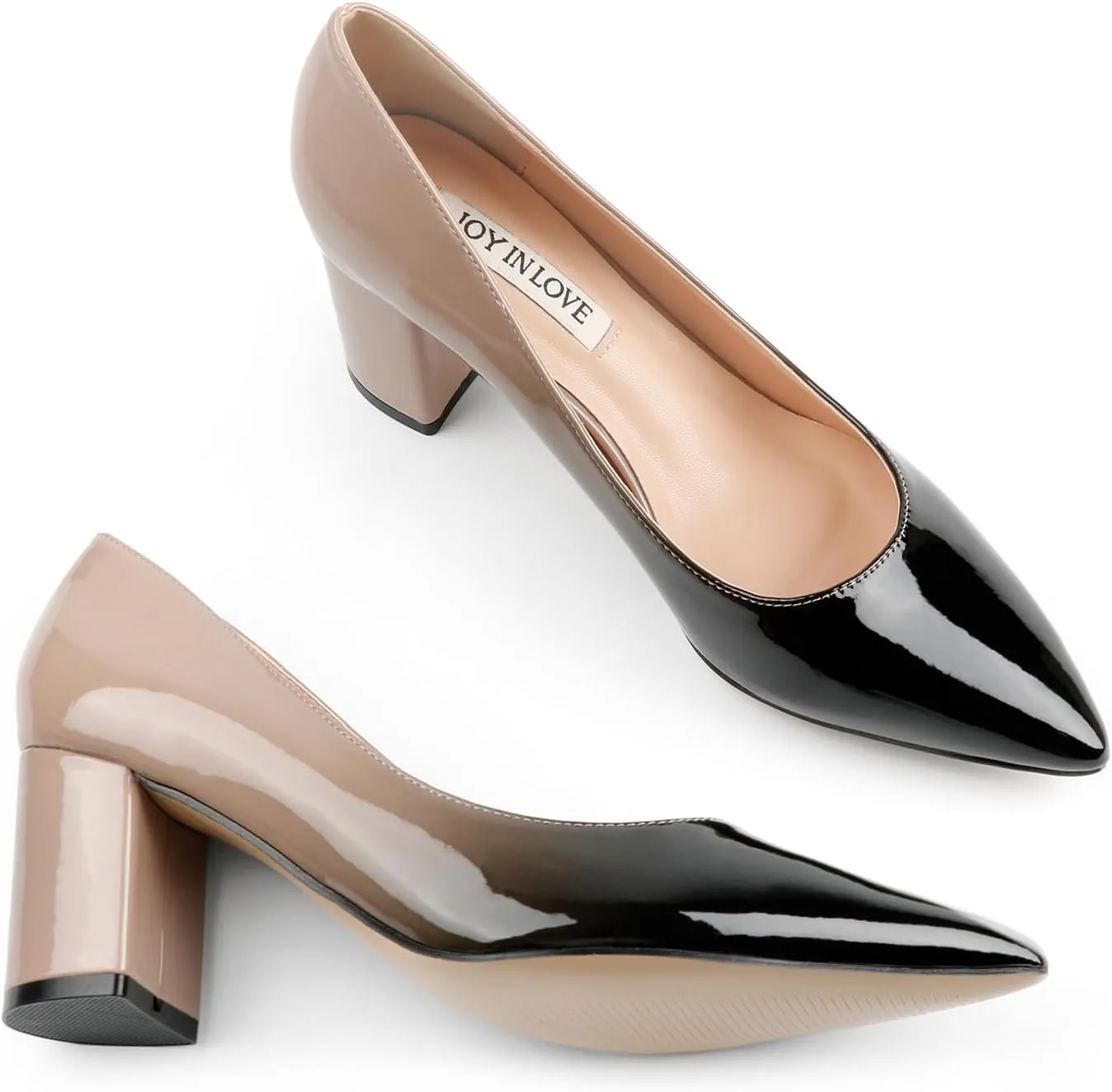 JOY IN LOVE Pumps for Women Chunky Heels Comfortable Middle Block Heel Work Dress Pumps