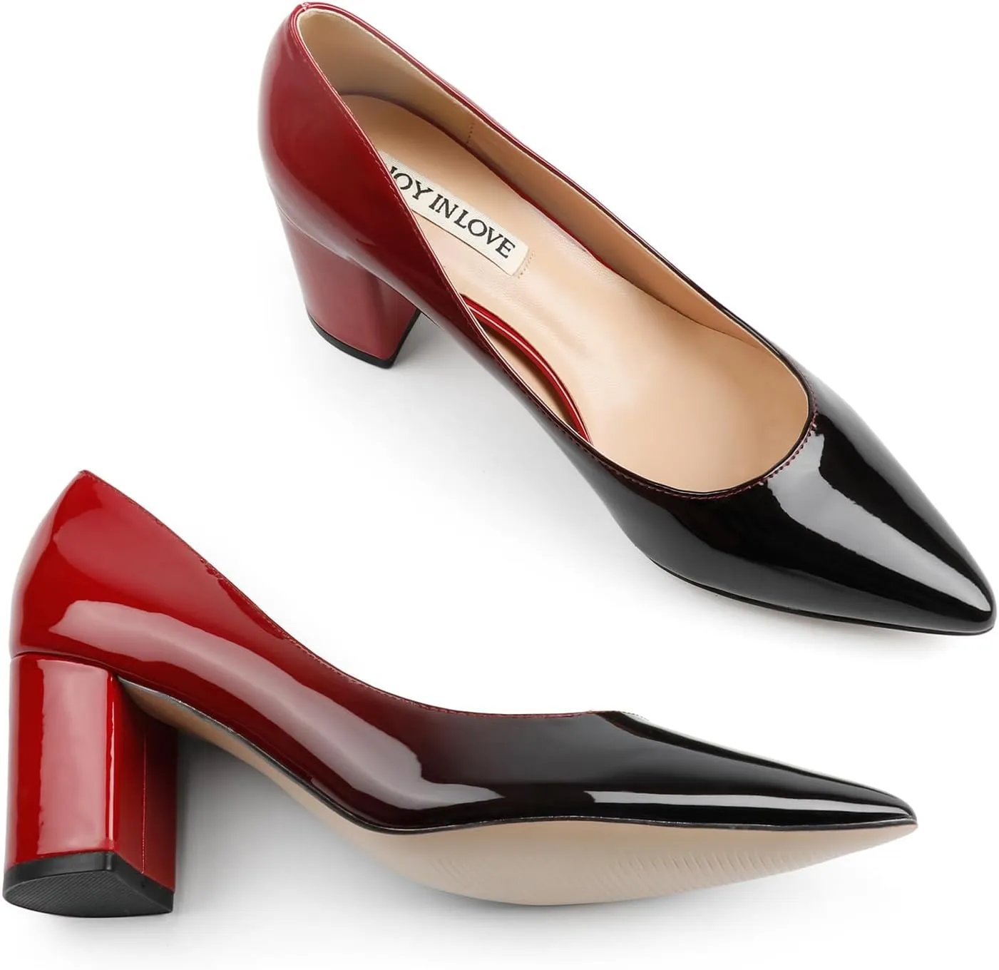 JOY IN LOVE Pumps for Women Chunky Heels Comfortable Middle Block Heel Work Dress Pumps