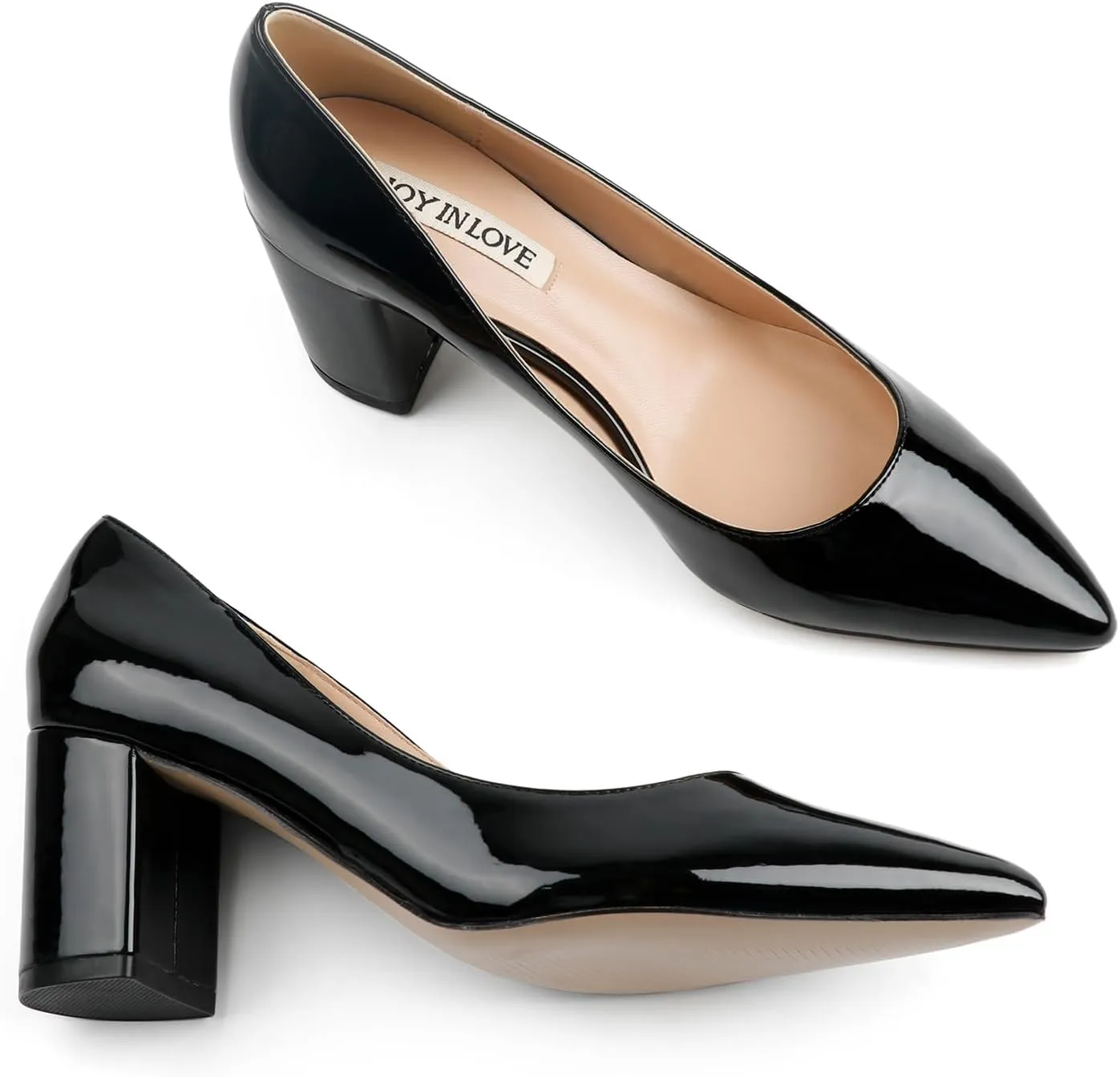 JOY IN LOVE Pumps for Women Chunky Heels Comfortable Middle Block Heel Work Dress Pumps