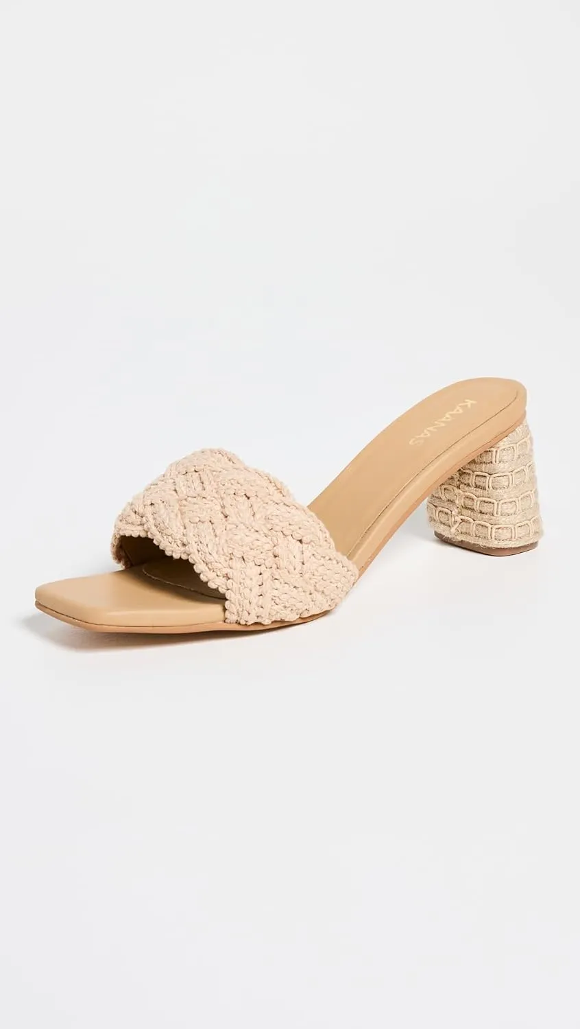 KAANAS Women's Calliope Chunky Braided Jute-Wrapped Heels
