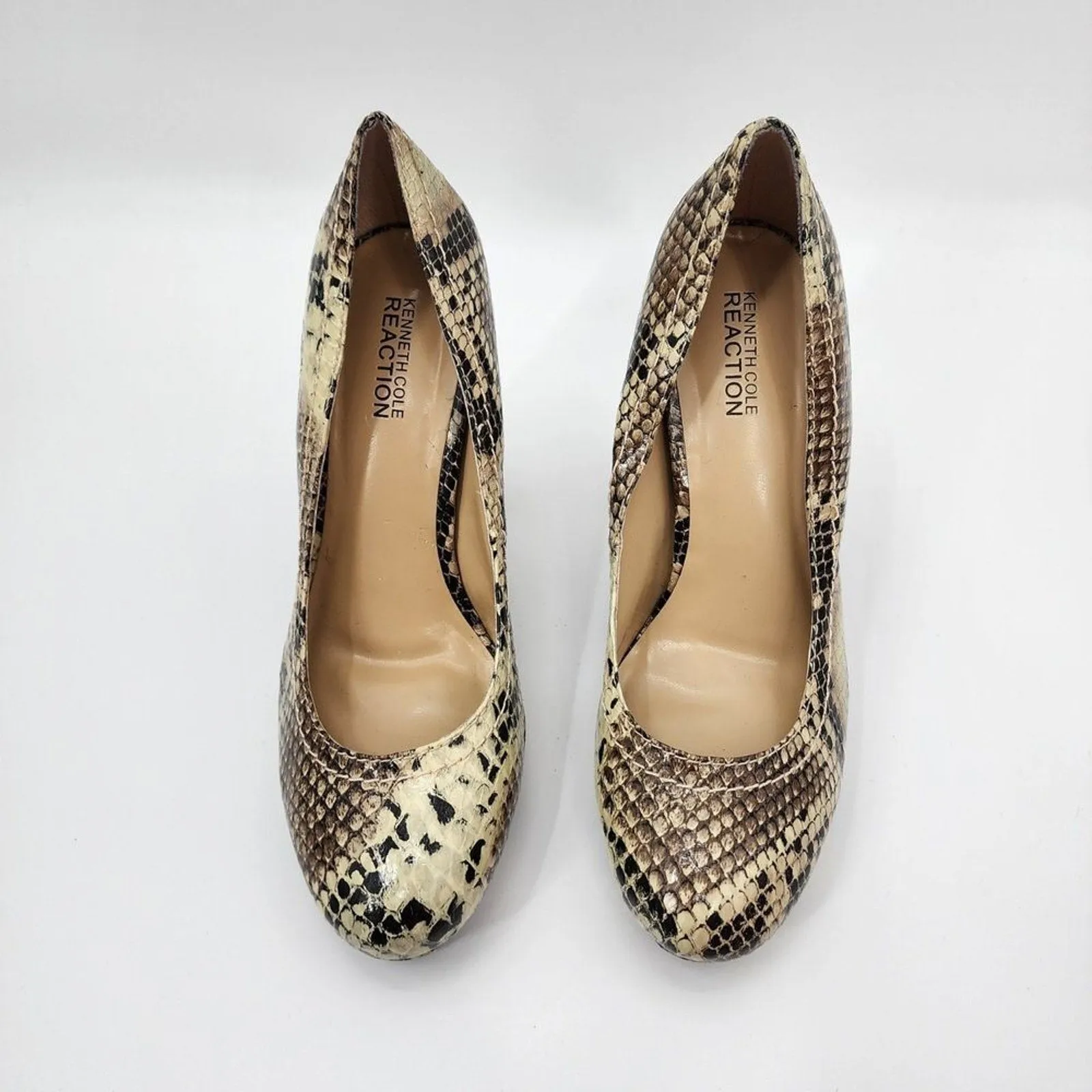 Kenneth Cole Proto Graph Snake Skin Chunky Block High Heel Woman's Size 7.5