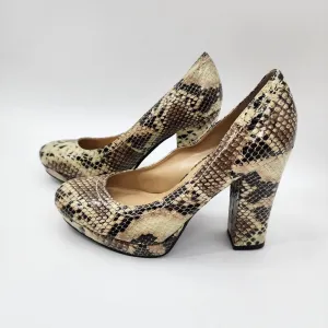 Kenneth Cole Proto Graph Snake Skin Chunky Block High Heel Woman's Size 7.5