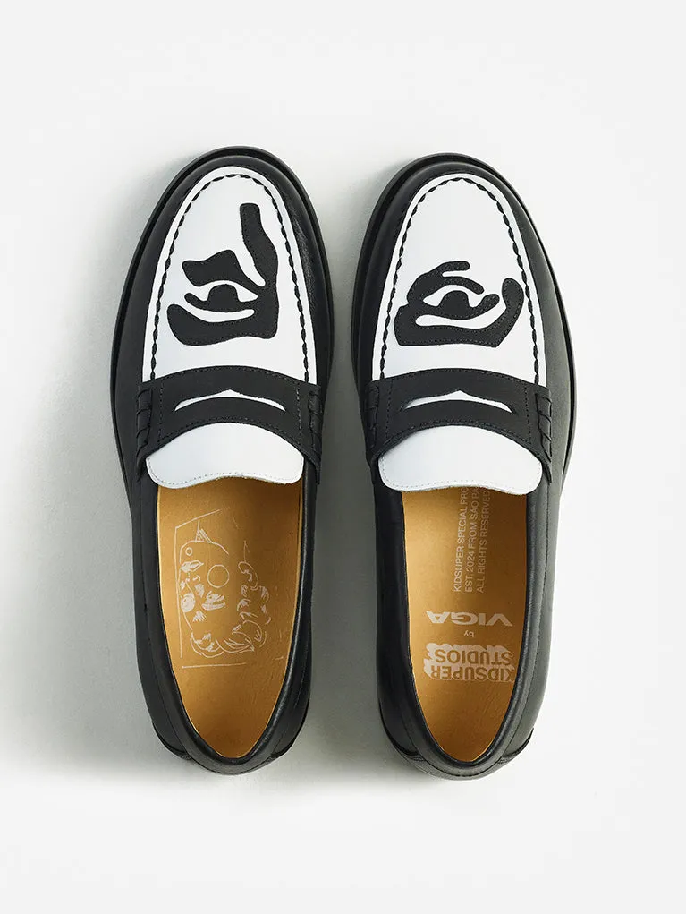 KidSuper Patchwork Penny Loafer Black and White by VIGA