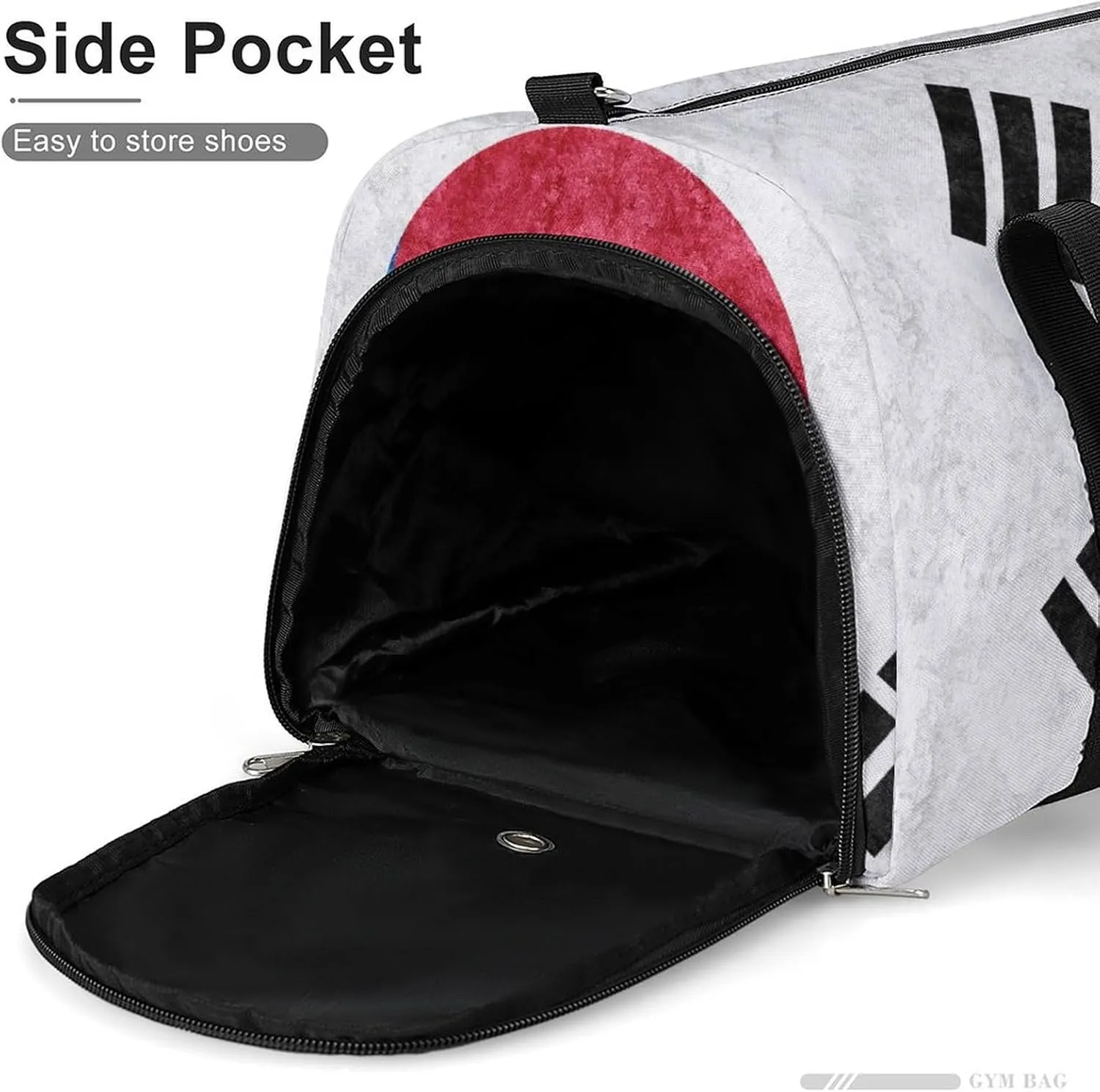 Korean Flag Textured Duffel Bag with Shoe Compartment and Wet Pocket Gym Weekender