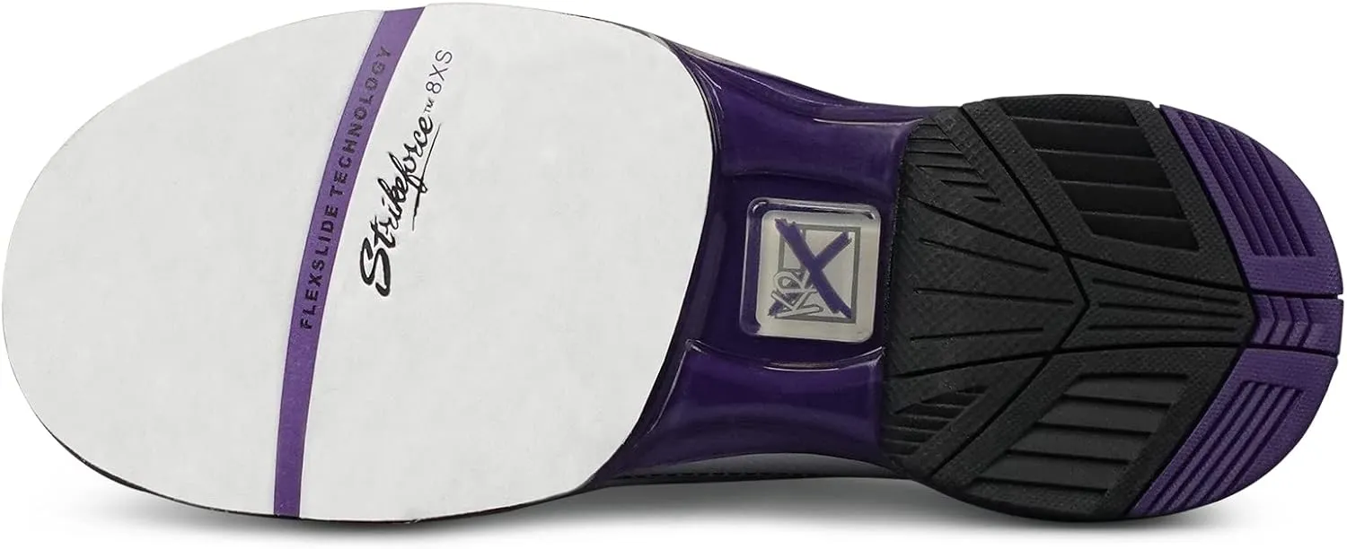 KR Strikeforce Dream White/Purple Performance Women's Bowling Shoe Left Hand with Interchangeable Soles and Heels