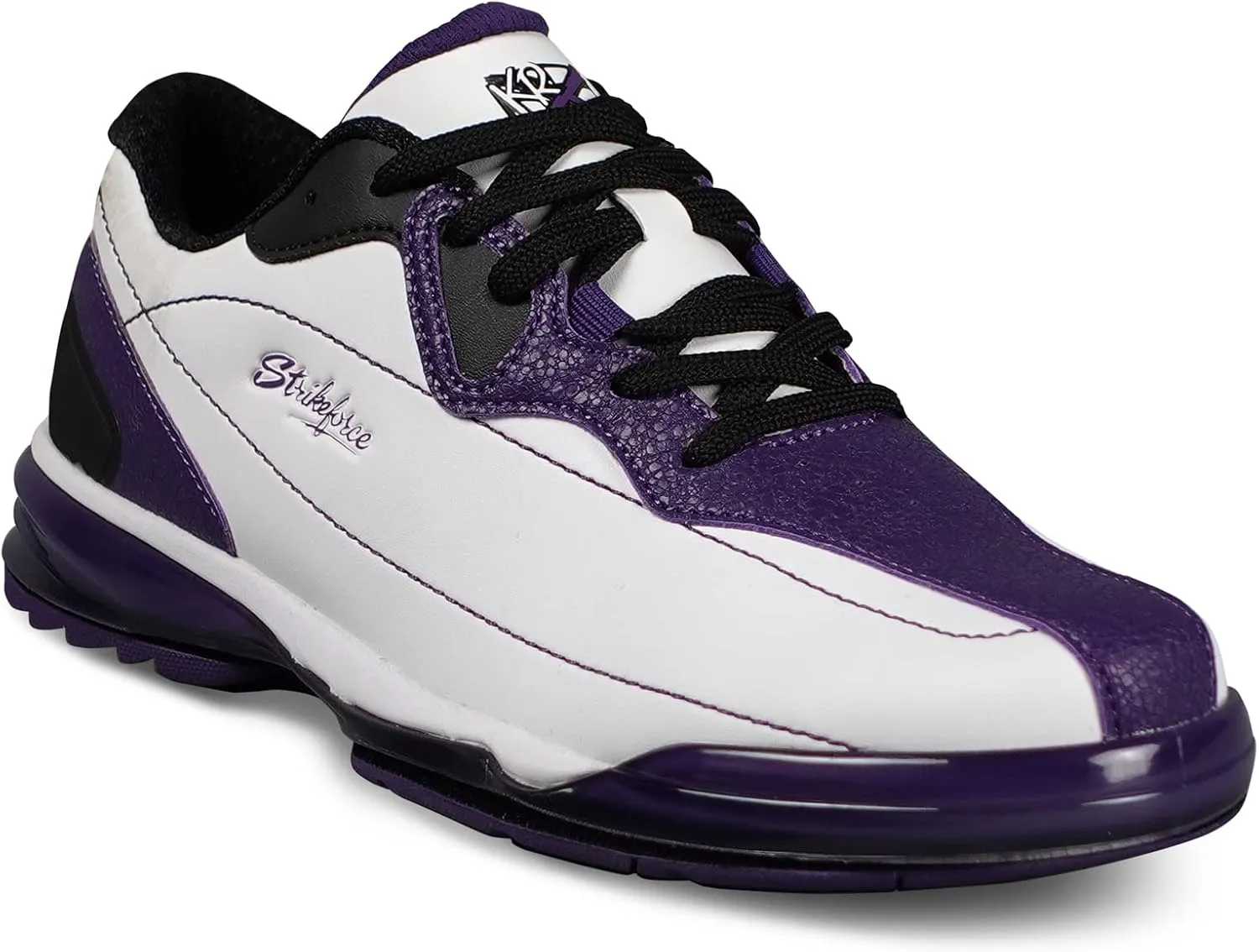 KR Strikeforce Dream White/Purple Performance Women's Bowling Shoe Left Hand with Interchangeable Soles and Heels