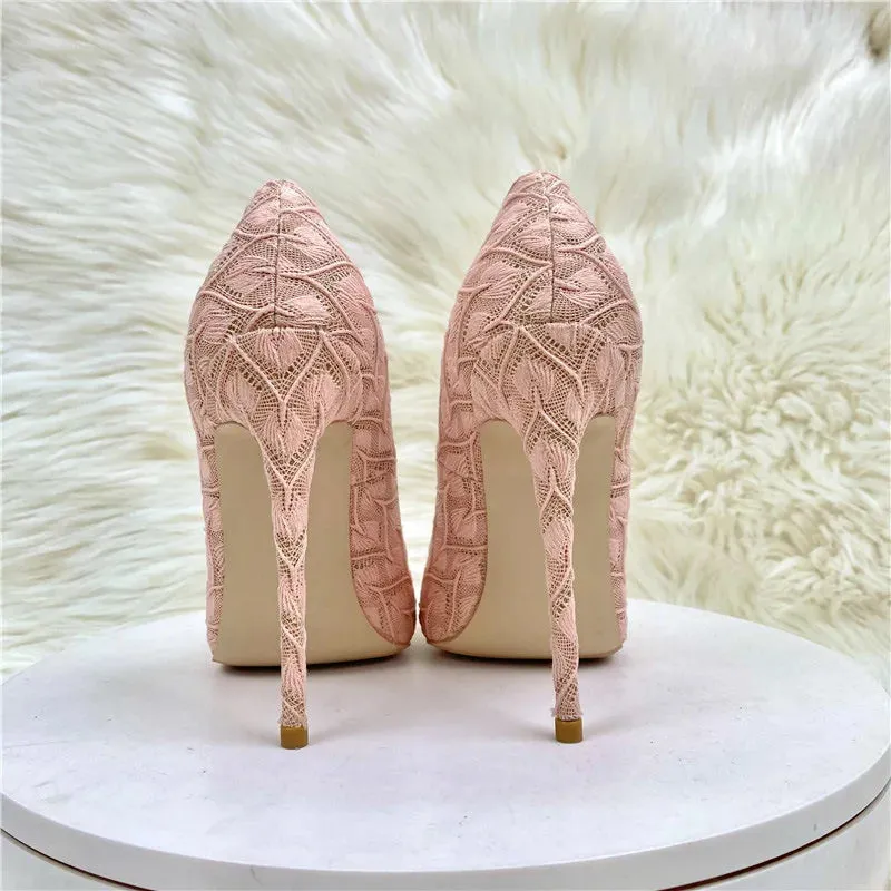 Light Pink Knitted high heels female print sexy stiletto high heel