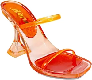 Liliana Women's Double Strap Jelly Sandals, Transparent Spool Heels Mina-1