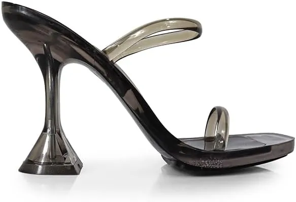 Liliana Women's Double Strap Jelly Sandals, Transparent Spool Heels Mina-1