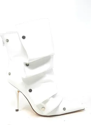 Liliana Women's Pointed Toe High Heels Button Detachable Fold Over Boots