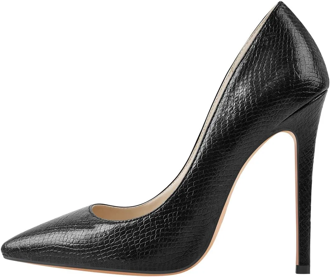 LISHAN Women's Sexy Pointed Toe Stiletto Pumps,Slip On Patent Leather High Heels,Wedding Dress Formal Shoes