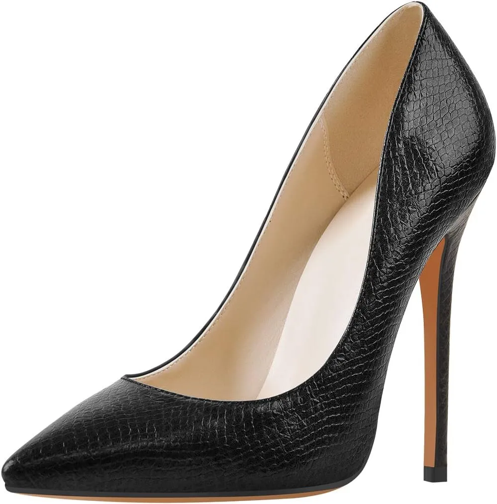 LISHAN Women's Sexy Pointed Toe Stiletto Pumps,Slip On Patent Leather High Heels,Wedding Dress Formal Shoes